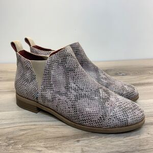 TOMS Womens Reese Snake Skin Booties Ankle Boots Side Zip Womens Size 7.5
